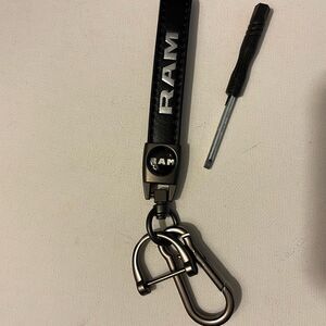 Dodge Ram Key Fob Keychain in Black Leather NWT